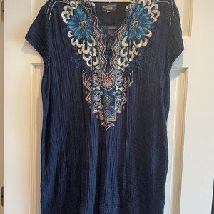 Johnny Was Navy Embroidered Tunic